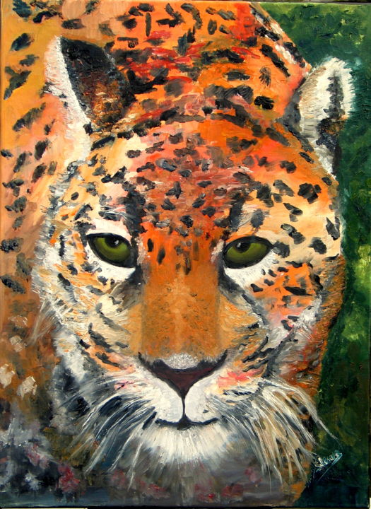 Painting titled "119-jaguar-sauvage.…" by Suzanne Leseve, Original Artwork