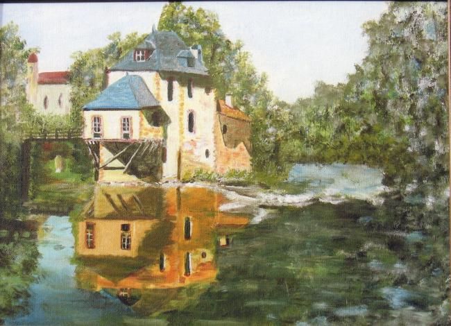 Painting titled "moulin de chasseneu…" by Suzanne Leseve, Original Artwork