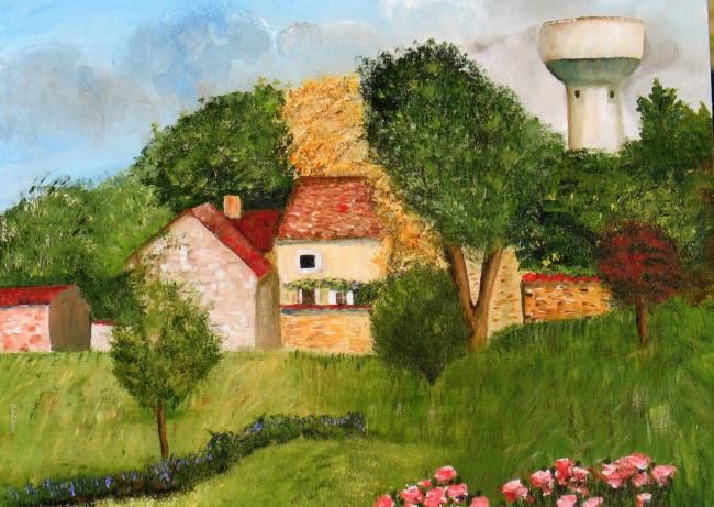 Pittura intitolato "le chateau d eau de…" da Suzanne Leseve, Opera d'arte originale