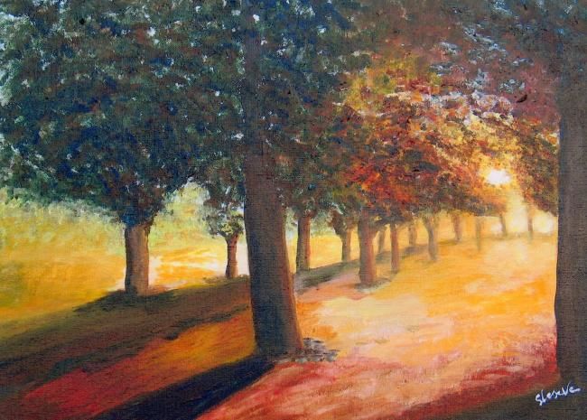 Peinture intitulée "coucher de soleil d…" par Suzanne Leseve, Œuvre d'art originale