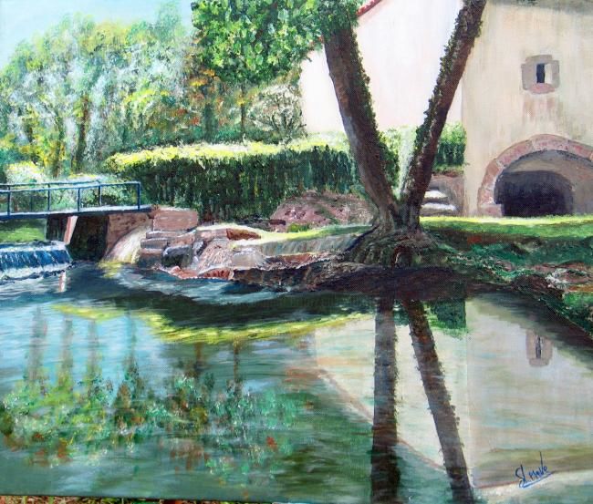 Pittura intitolato "sur les bords de ch…" da Suzanne Leseve, Opera d'arte originale