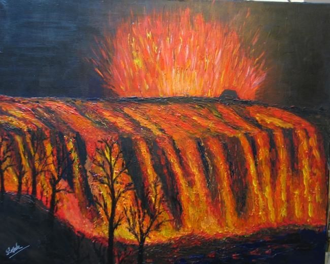 Painting titled "55 kilauea crater d…" by Suzanne Leseve, Original Artwork, Acrylic