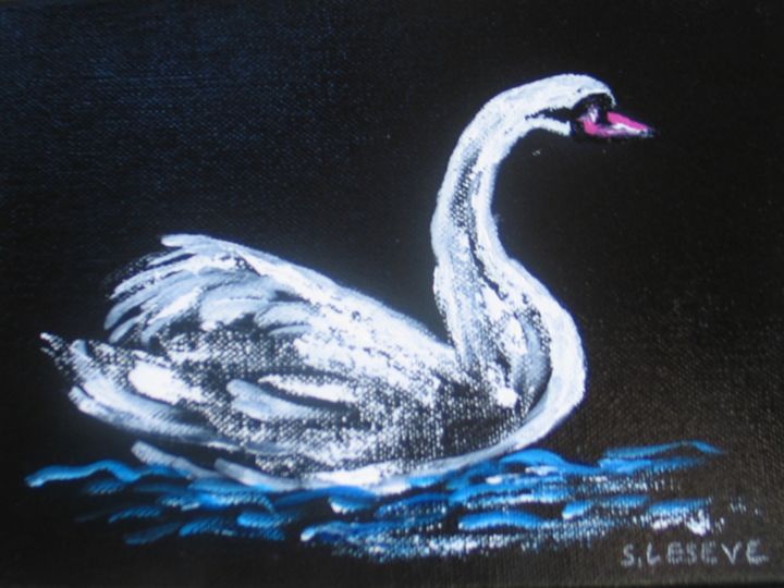 「89-petit-cygne.」というタイトルの絵画 Suzanne Leseveによって, オリジナルのアートワーク, オイル