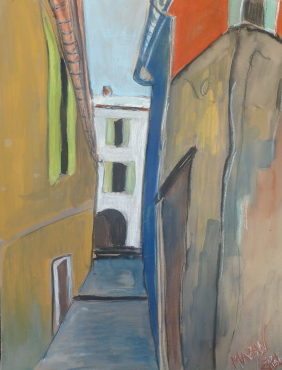 Painting titled "Gasse in Mazan" by Suzanne Piesk, Original Artwork, Acrylic