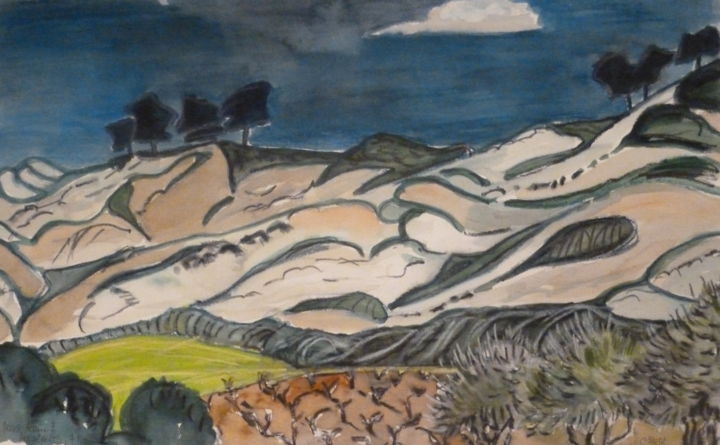 Malerei mit dem Titel "Alpilles" von Suzanne Piesk, Original-Kunstwerk, Aquarell