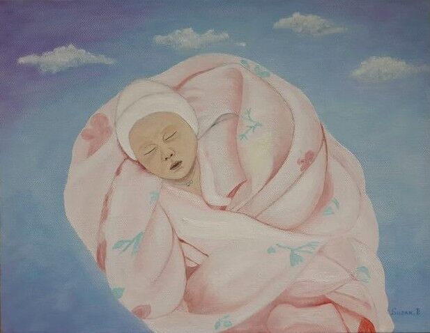 Painting titled "Petit ange" by Suzanne Plante, Original Artwork, Oil