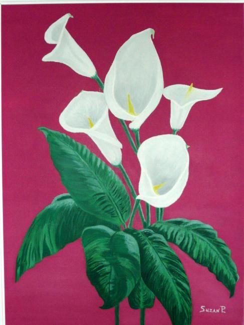 Painting titled "Bouquet blanc" by Suzanne Plante, Original Artwork, Oil