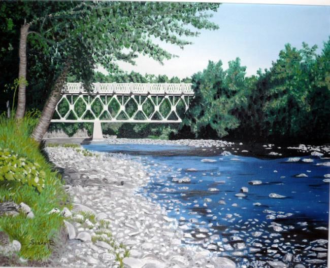 Painting titled "Le Pont Noir de St-…" by Suzanne Plante, Original Artwork, Oil