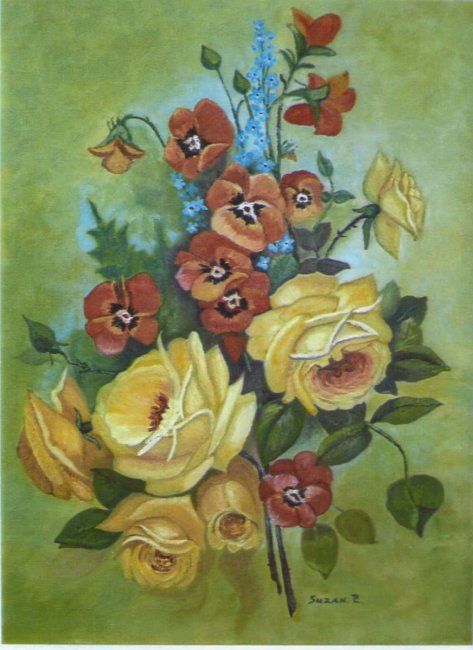 Peinture intitulée "Bouquet garni" par Suzanne Plante, Œuvre d'art originale, Huile