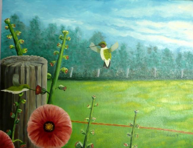 Malerei mit dem Titel "Les colibris" von Suzanne Plante, Original-Kunstwerk, Öl