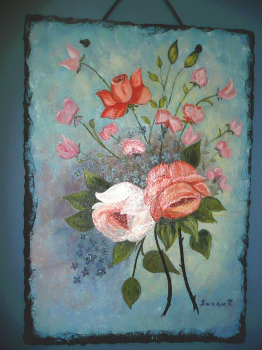 Painting titled "Tendresse" by Suzanne Plante, Original Artwork, Oil