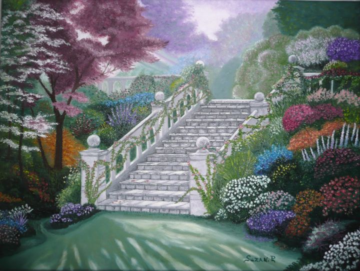 Картина под названием "jardin-d-eden.jpg" - Suzanne Plante, Подлинное произведение искусства, Масло