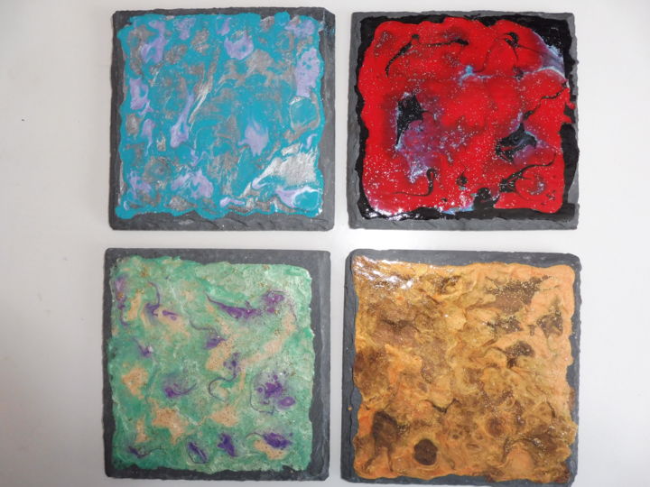 Painting titled "sous-verres." by Suzanne Plante, Original Artwork