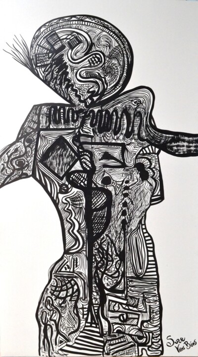 Dessin intitulée "corpo-desnudo.jpg" par Suze Vilas Boas, Œuvre d'art originale, Encre
