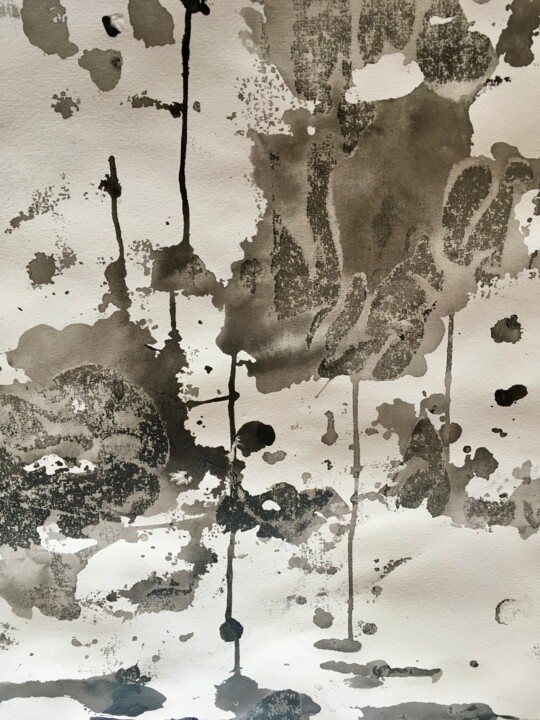 Картина под названием ""Arbres sur la neig…" - Suzelle Billioud, Подлинное произведение искусства, Чернила