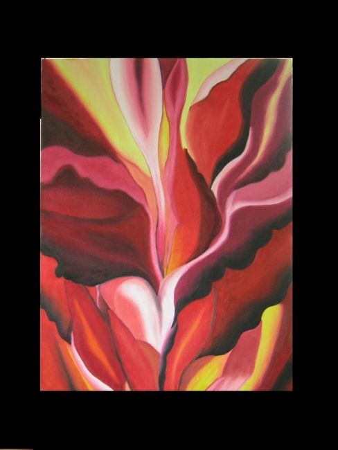 Painting titled "Red Cannas" by Suzi, Original Artwork, Oil
