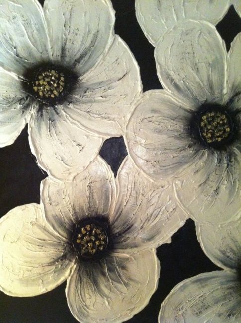 Painting titled "Fleurs blanches" by Suzie Rodz, Original Artwork