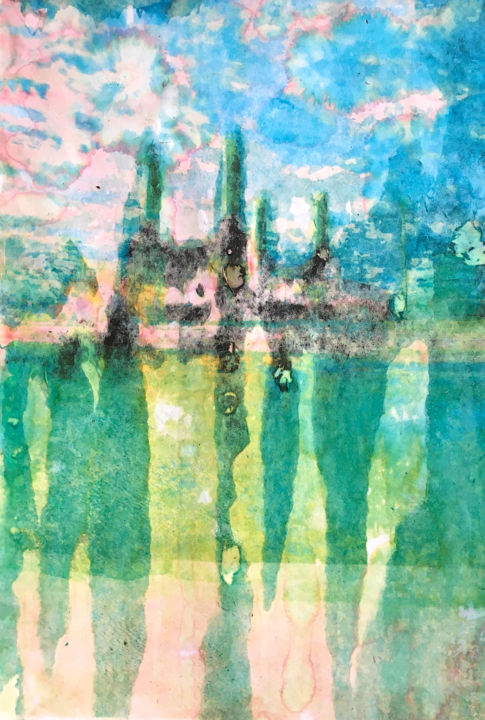 Malarstwo zatytułowany „Battersea - green r…” autorstwa Suzsi Corio, Oryginalna praca, Akwarela