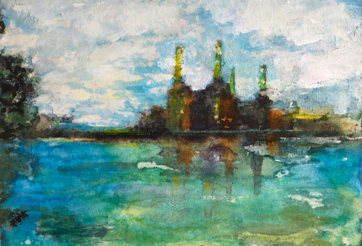 Malerei mit dem Titel "Battersea Before" von Suzsi Corio, Original-Kunstwerk, Aquarell