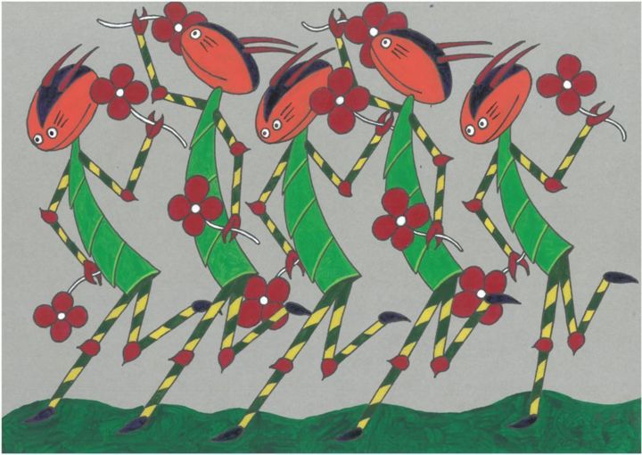 "Five scorpions danc…" başlıklı Tablo Kost Koža Oldboneart Contemporary Art St tarafından, Orijinal sanat, Akrilik