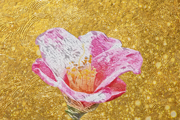 Цифровое искусство под названием "Japanese camellia g…" - Svalvald Photo, Подлинное произведение искусства, Цифровая живопись