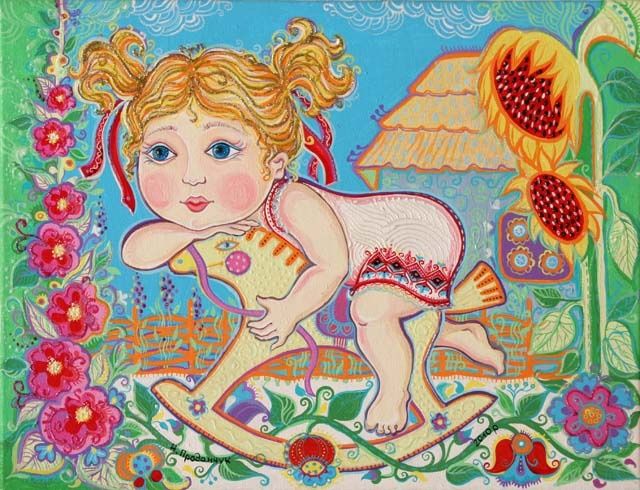 Картина под названием "украиночка" - Oluf, Подлинное произведение искусства, Масло
