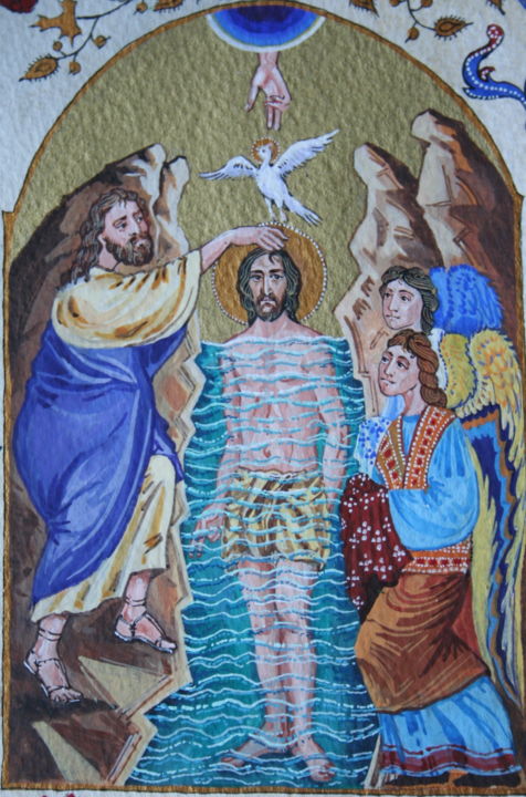 Painting titled "Baptême (détail)2" by Svetlana Claude, Original Artwork