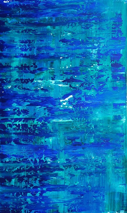 Painting titled "Blue Water XL" by Sophius, Original Artwork, Acrylic Mounted on Wood Stretcher frame