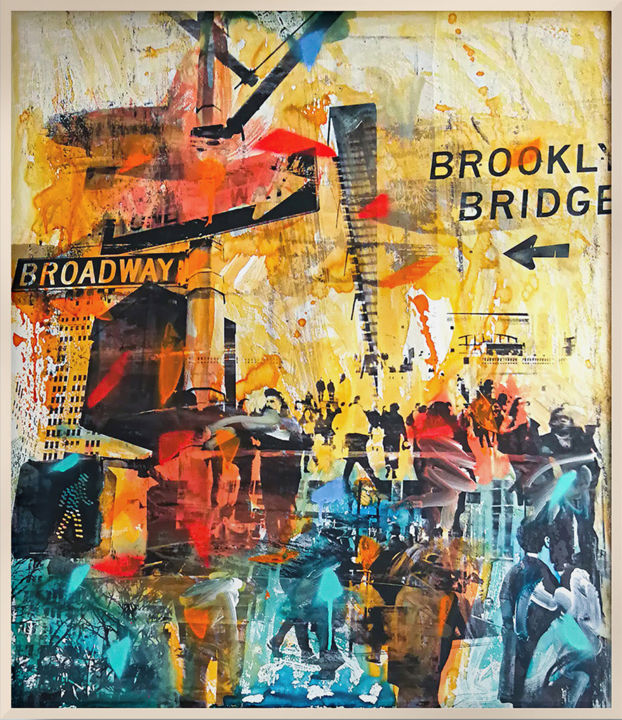 Schilderij getiteld "NY POP UP" door Sven Pfrommer, Origineel Kunstwerk, Aquarel