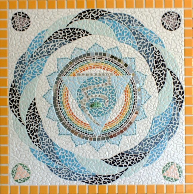 Handwerk mit dem Titel "Kehl-Chakra-Mandala" von Musaicum Steinbildsetzerei Sven Strauß, Original-Kunstwerk