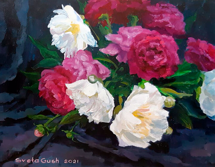 Painting titled "Floral fragrance" by Sveta Gush, Original Artwork, Oil