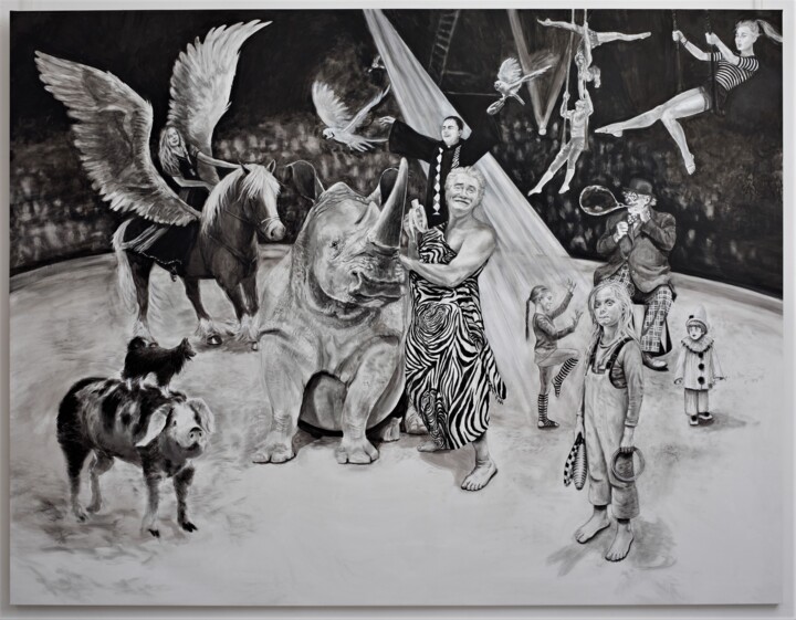 Peinture intitulée "Le Cirque" par Svetà Marlier, Œuvre d'art originale, Acrylique Monté sur Châssis en bois