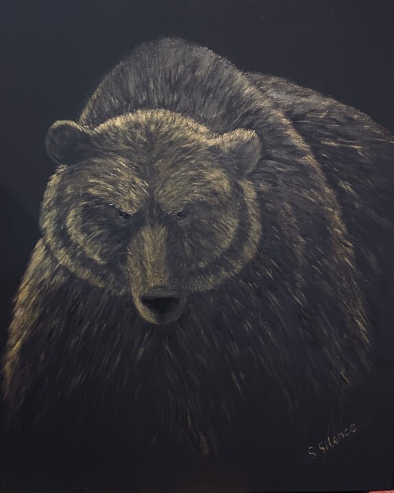 Pittura intitolato "Медведь" da Sveta Silence, Opera d'arte originale, Acrilico Montato su Telaio per barella in legno