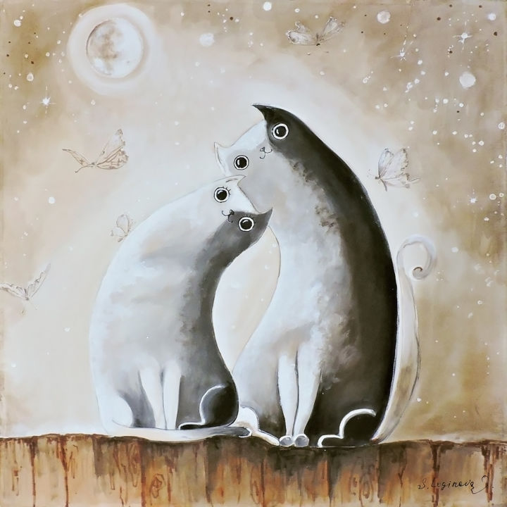 Pittura intitolato "Cat painting, origi…" da Svetlana Loginova, Opera d'arte originale, Acrilico Montato su Telaio per barel…