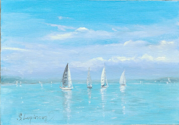 Pittura intitolato "Seascape painting,…" da Svetlana Loginova, Opera d'arte originale, Olio