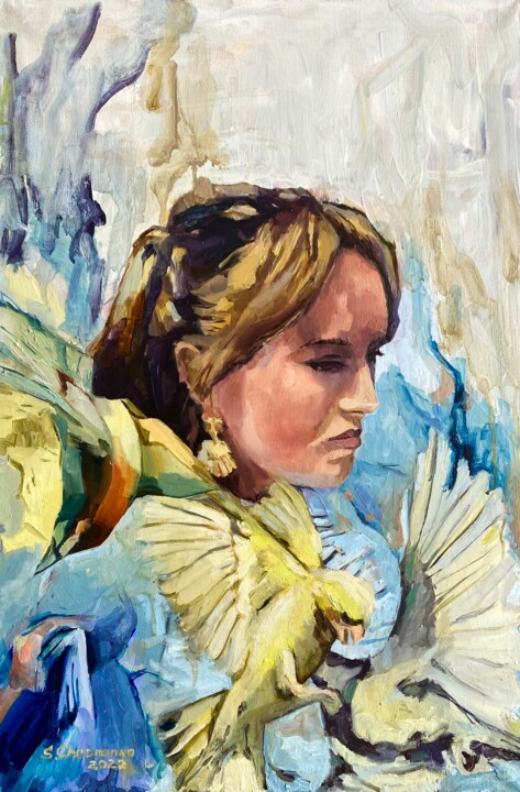 Картина под названием "Райские птицы" - Светлана Черненко, Подлинное произведение искусства, Масло Установлен на Деревянная…