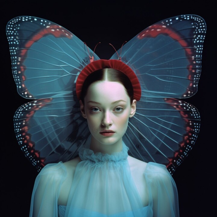 Digital Arts titled "Голубые крылышки" by Svetlana Chertova, Original Artwork, AI generated image