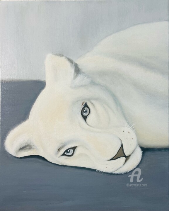 Painting titled "Oil painting: White…" by Svetlana Dorokhina, Original Artwork, Oil Mounted on Wood Stretcher frame