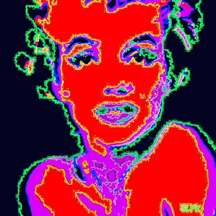 Цифровое искусство под названием "Red Marilyn" - Svetlana Fabrikant, Подлинное произведение искусства, Цифровая живопись Уст…