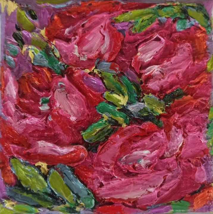 3.9*3.9 Oil Painting With Flowers, Картина - Svetlana Sindere.