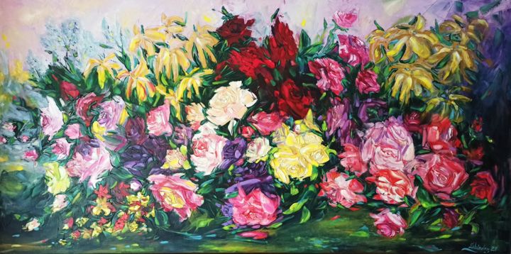 Painting titled "70.8 * 35.4 Big Оil…" by Svetlana Sindere, Original Art, Oil Mounted on Stretcher frame