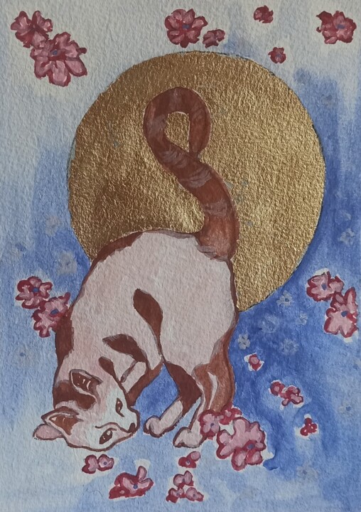 "Cat Painting Origin…" başlıklı Tablo Svetlana Sindere tarafından, Orijinal sanat, Suluboya