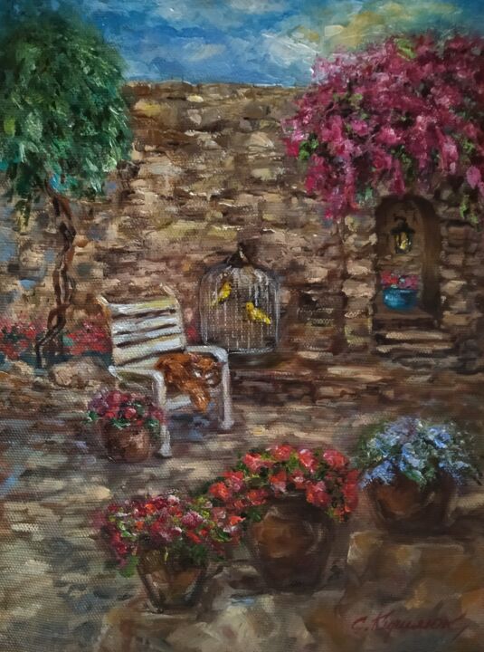 Картина под названием "Courette. Provence." - Светлана Кирилюк, Подлинное произведение искусства, Масло