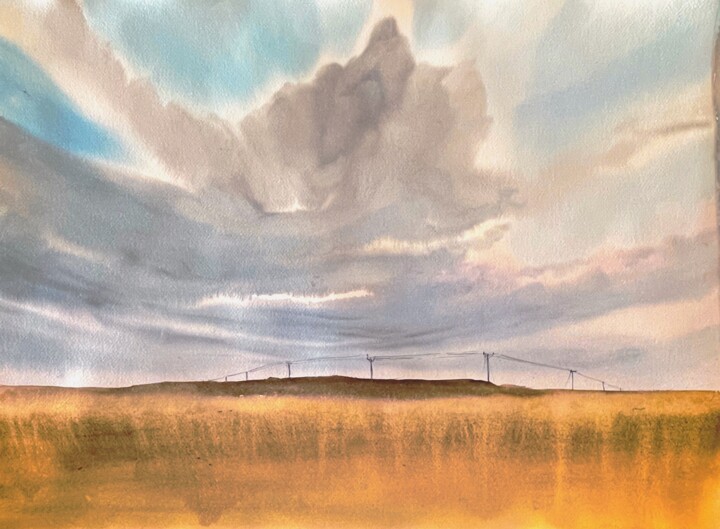 Картина под названием "Pergama skys, Cyprus" - Svetlana Kostina, Подлинное произведение искусства, Акварель