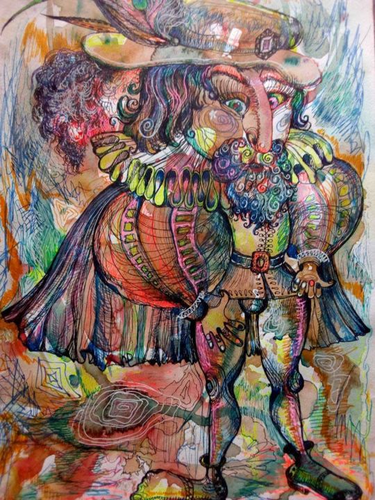 Dibujo titulada "Синяя Борода" por Svetlana Kovkova, Obra de arte original, Bolígrafo