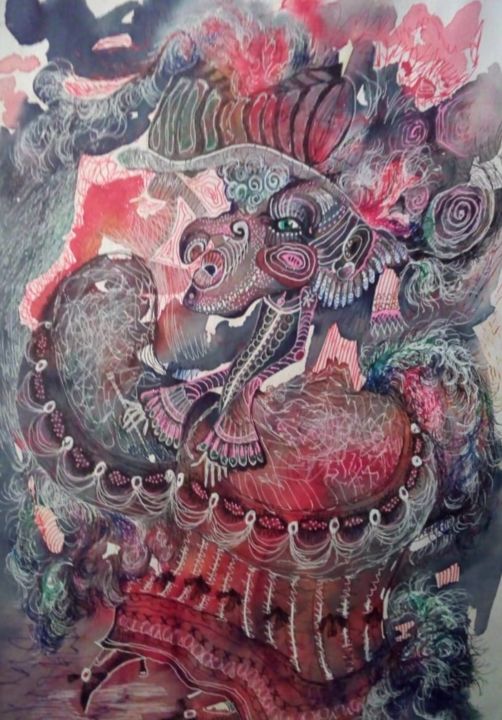 Dibujo titulada "Фрейлина" por Svetlana Kovkova, Obra de arte original, Bolígrafo