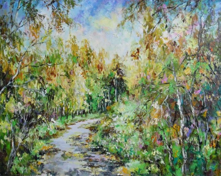 Картина под названием "Янтарный лес" - Svetlana Kruglov, Подлинное произведение искусства, Масло