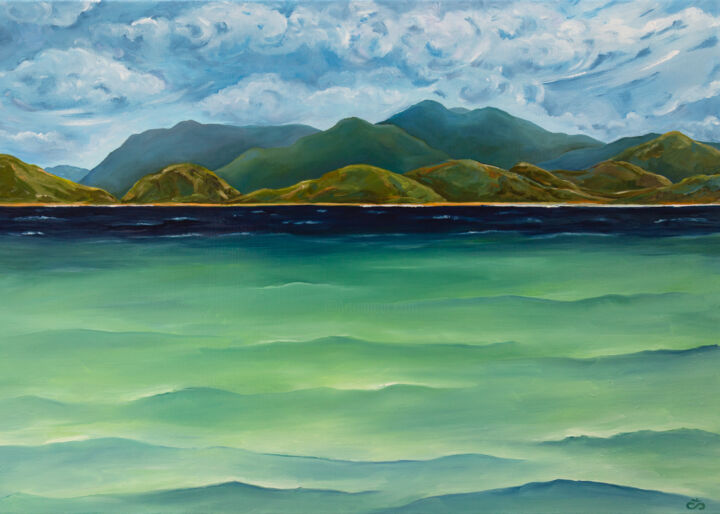 Peinture intitulée "Tropical sea" par Svetlana Lebedeva, Œuvre d'art originale, Huile