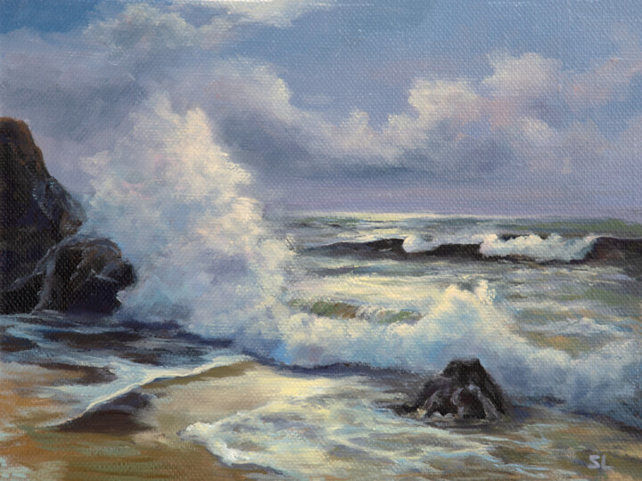 Картина под названием "Wind on the sea" - Svetlana Lebedeva, Подлинное произведение искусства, Масло Установлен на Деревянна…