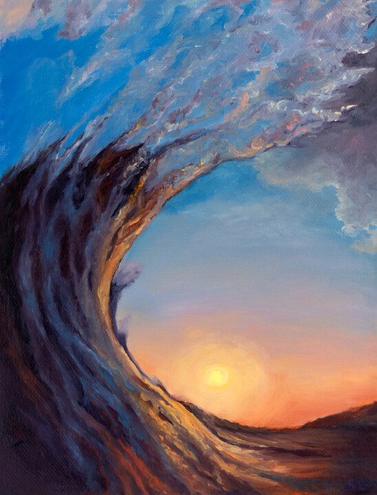 Картина под названием "Tropical wave" - Svetlana Lebedeva, Подлинное произведение искусства, Масло Установлен на Деревянная…